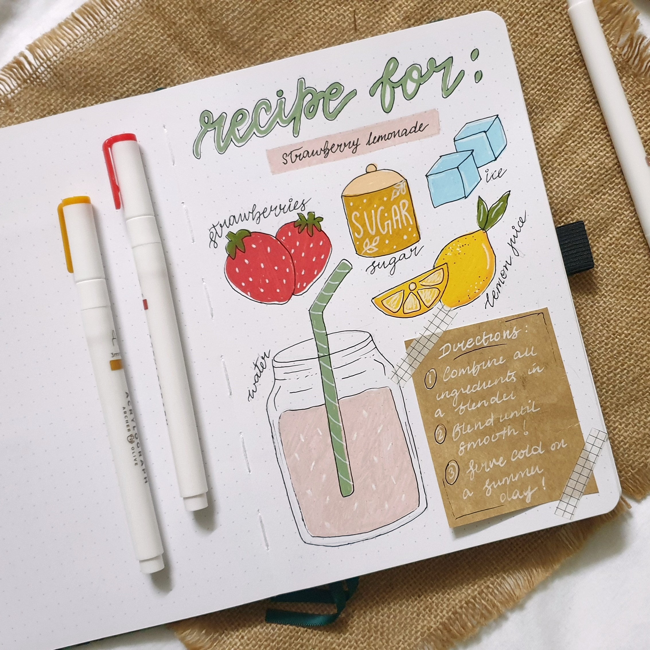 Recipe Illustration In Your Bullet Journal Using Acrylograph Pens 
