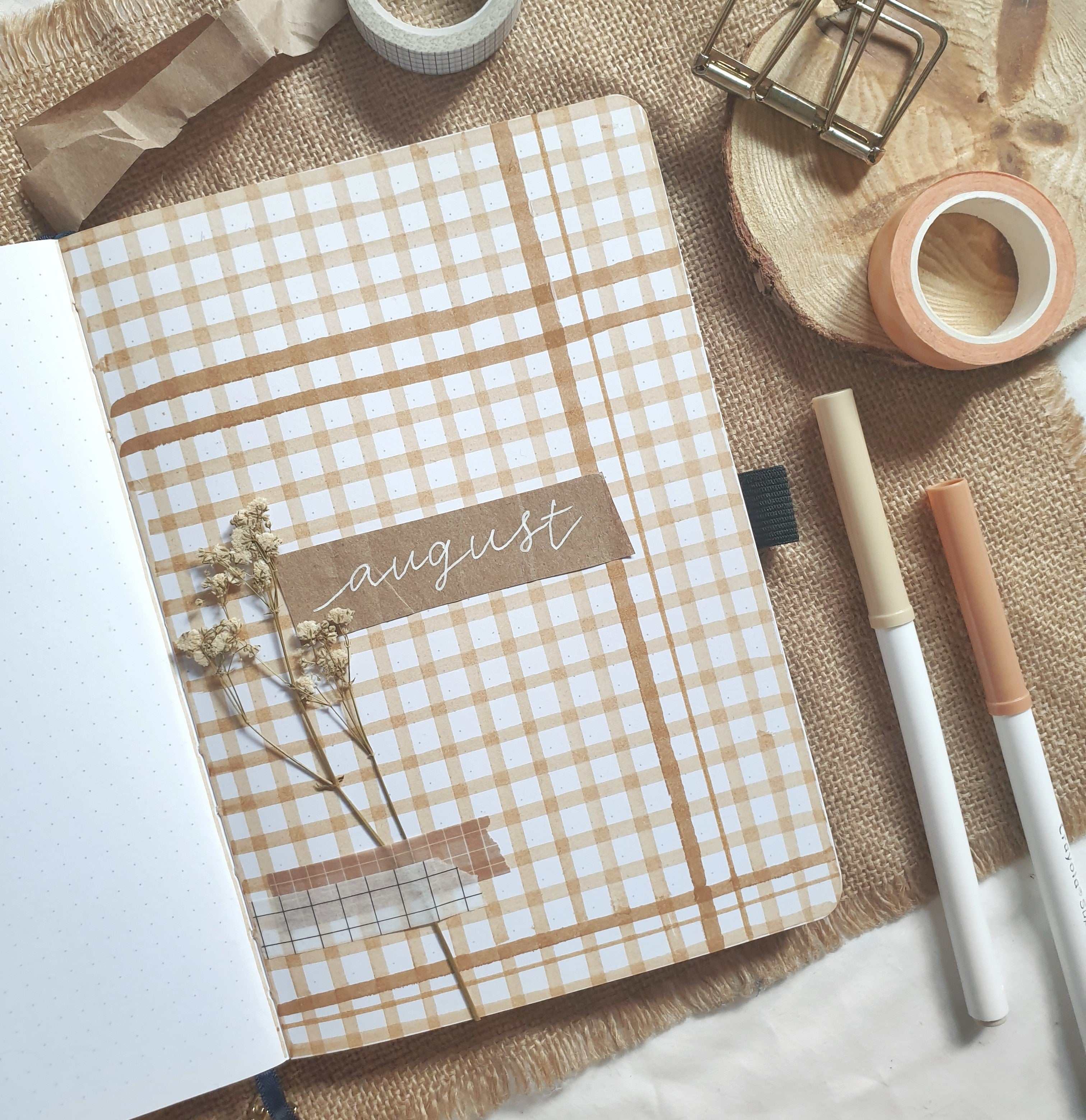 How To Create A Cozy Gingham Bullet Journal Theme Cover Page 
