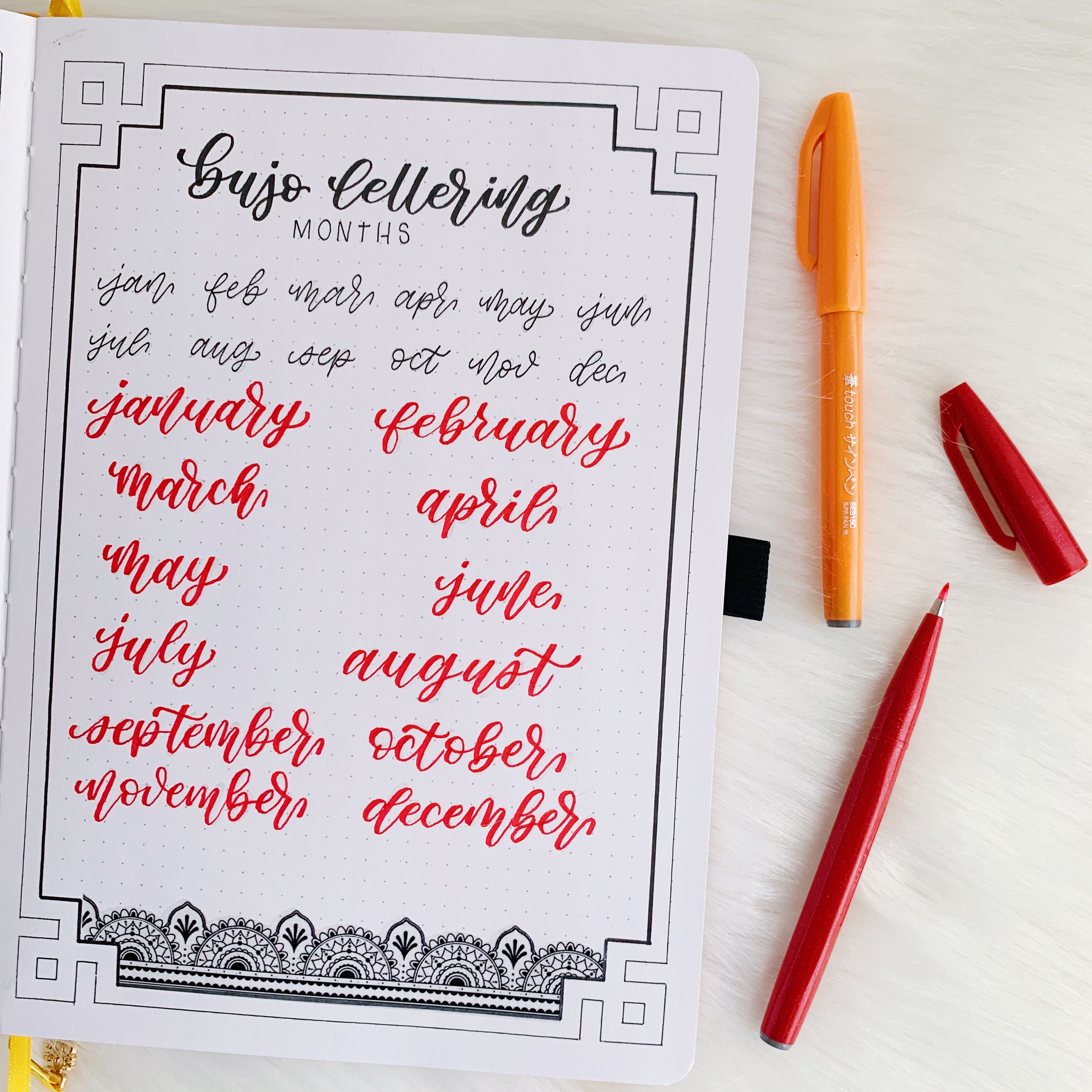 Hand Lettering Tutorial For Each Month In Your Bullet Journal