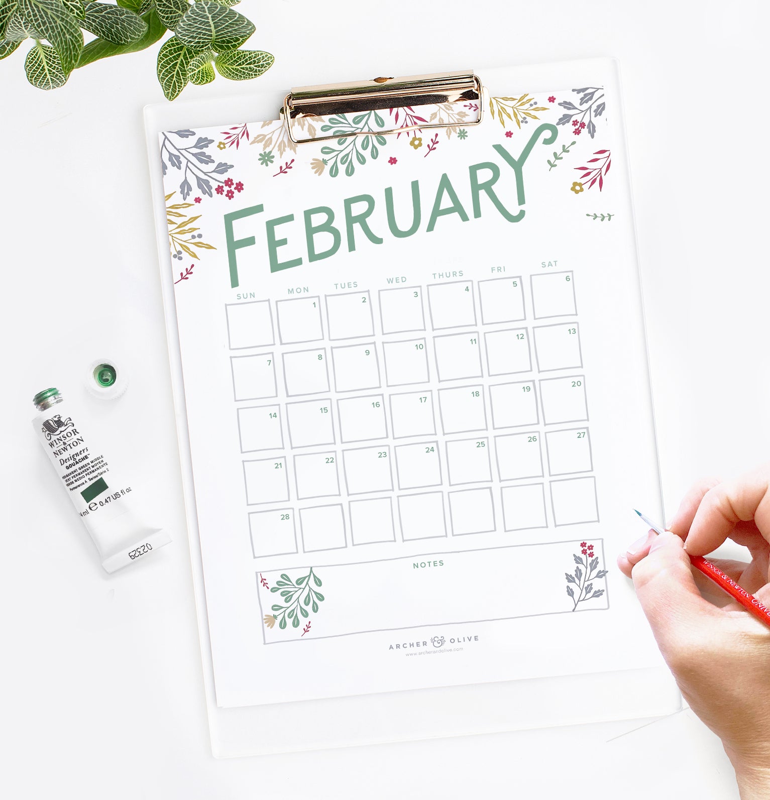 February 2021 Free Calendar Printable | Archer and Olive