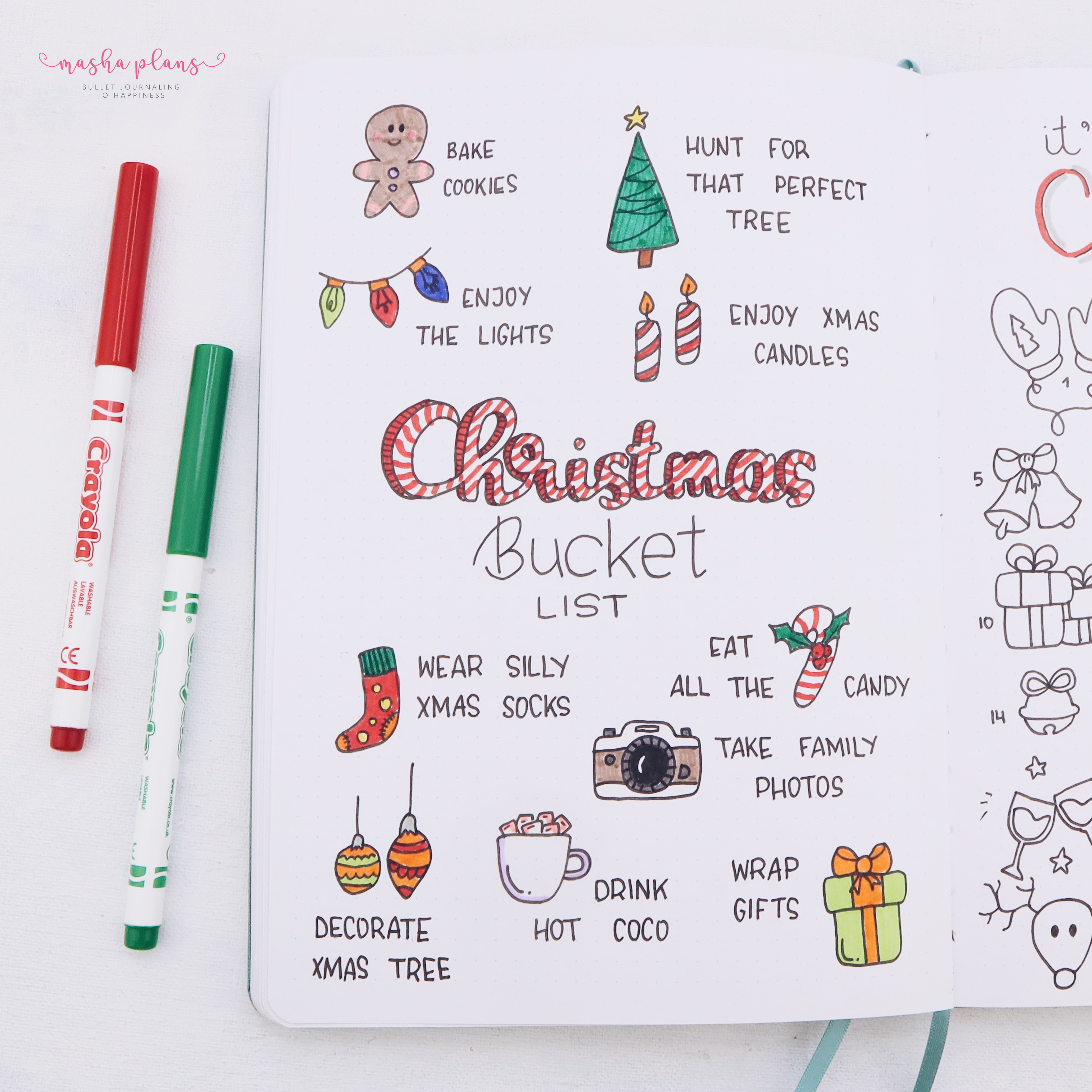 7 Very Merry Christmas Bullet Journal Page Ideas | Archer and Olive