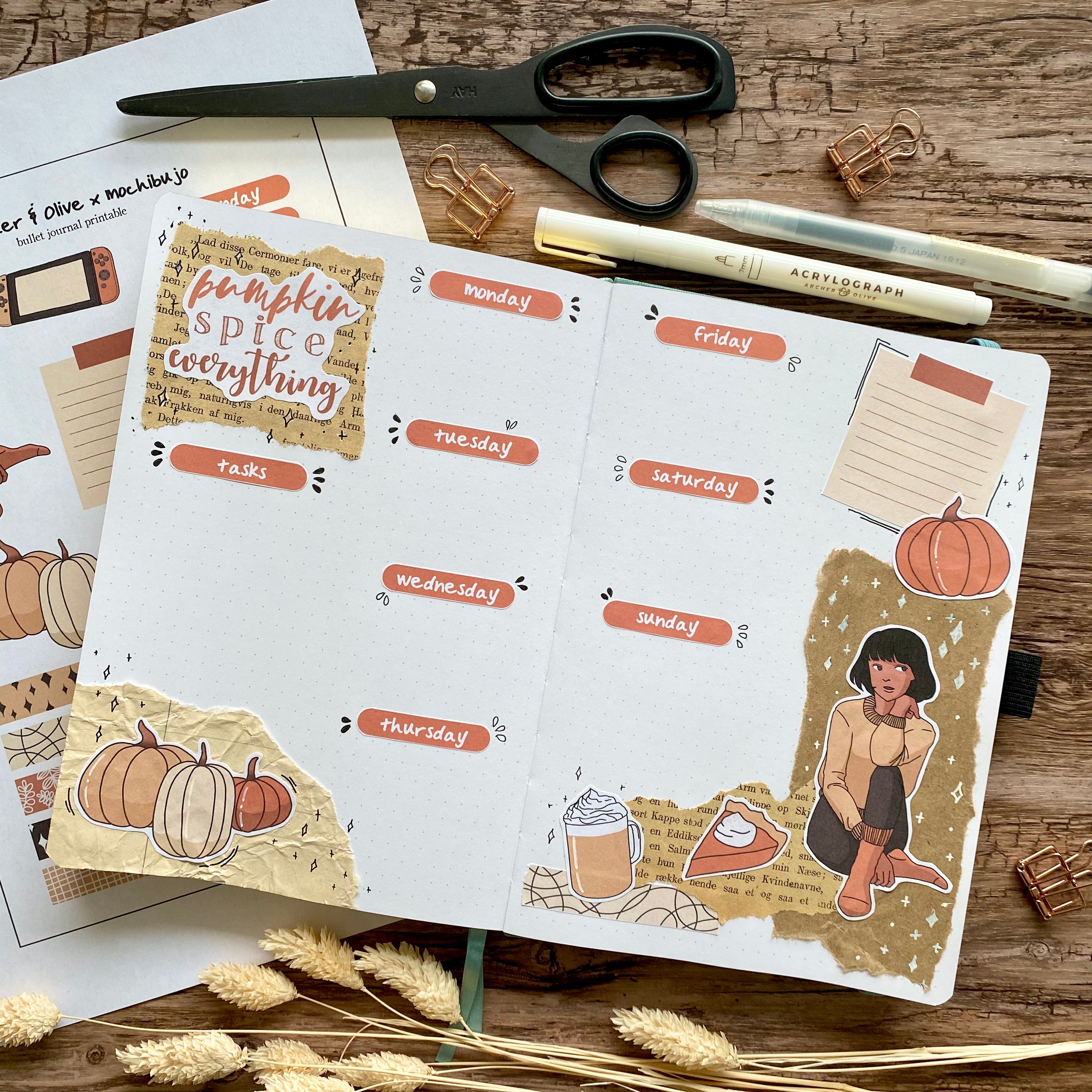 How to use printables in your bullet journal + Free printable | Archer ...