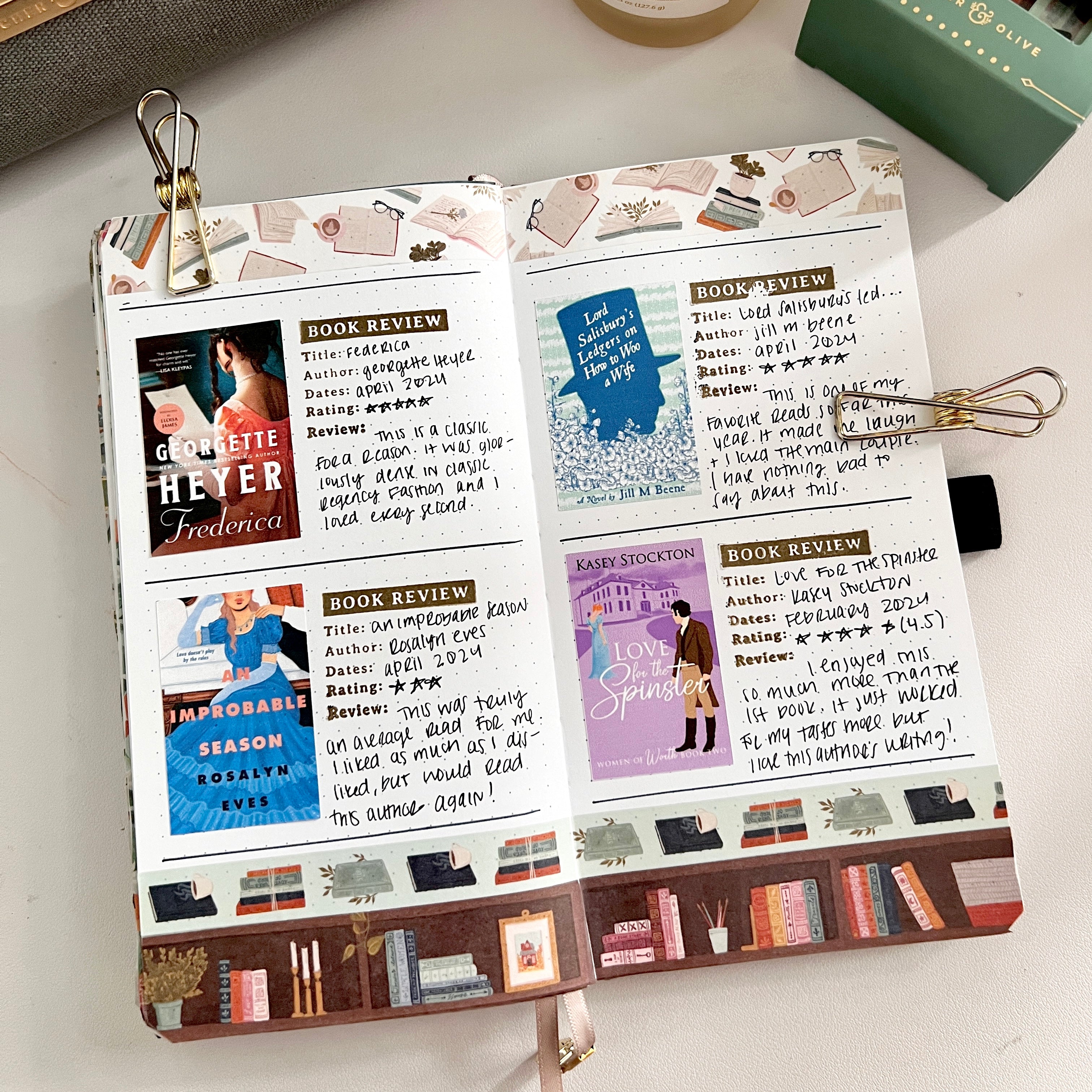 How To Create Simple Book Review Journal Spreads | Archer and Olive