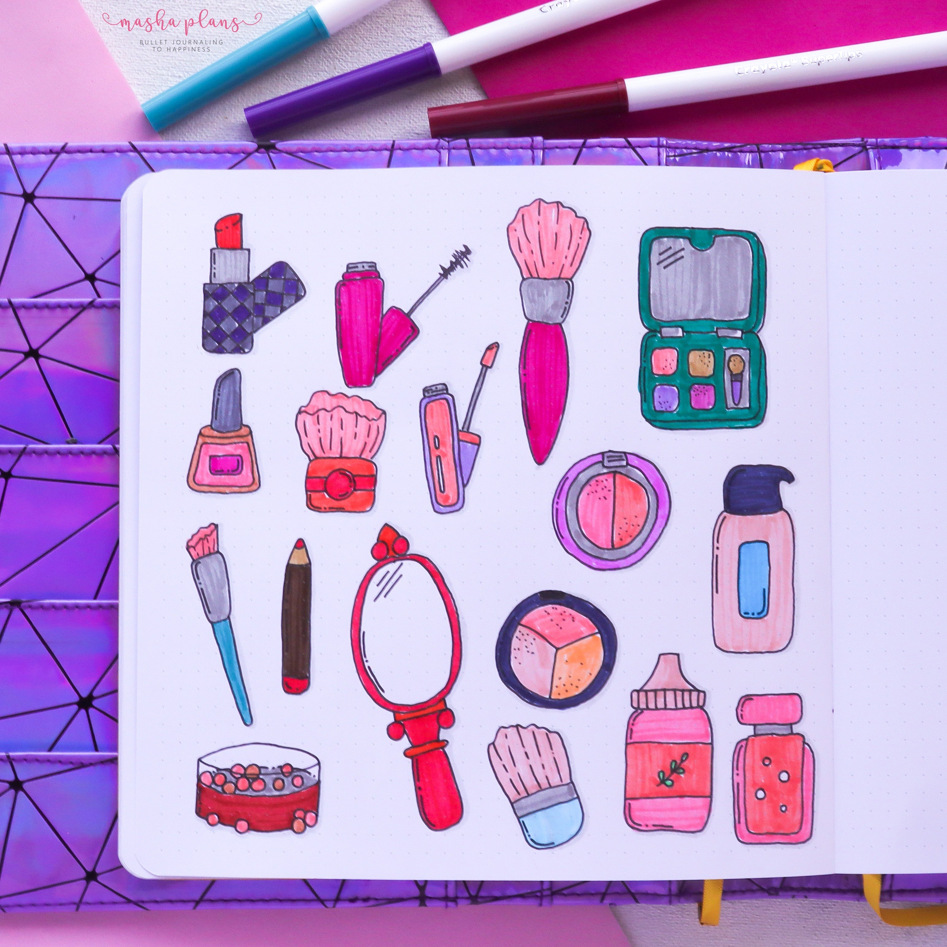 Doodle With Cute Makeup Doodle Ideas For Your Bullet Journal | Archer and Olive