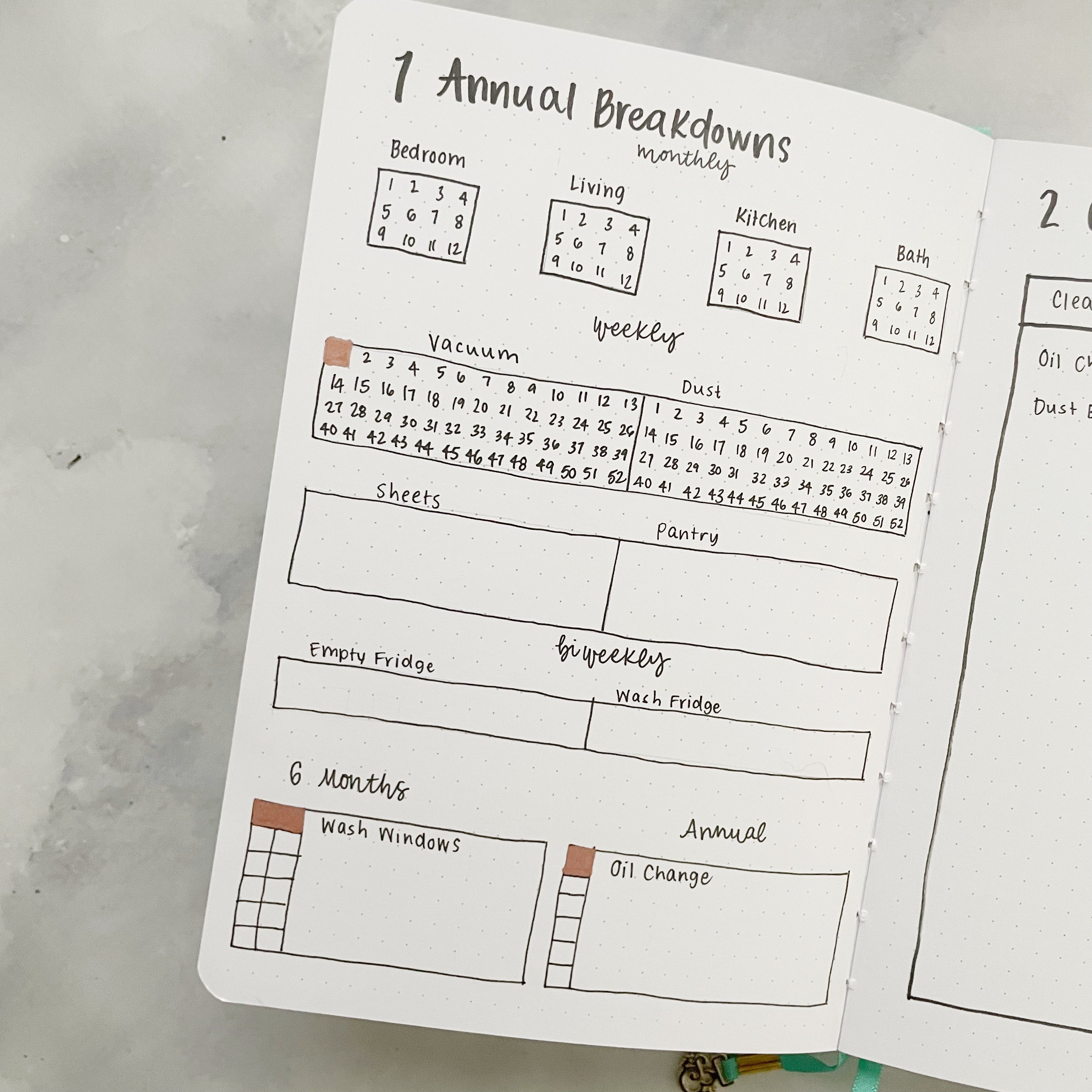 5 Bullet Journal Spreads To Keep On Top Of Your Cleaning Schedule In