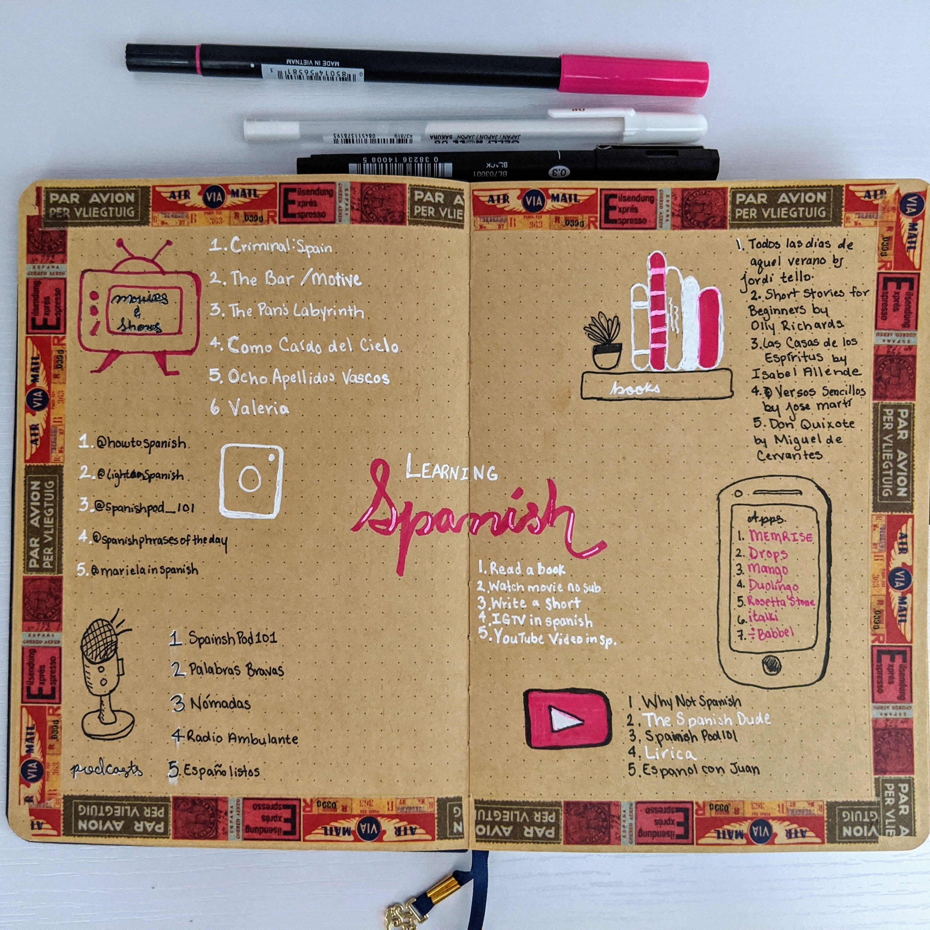 Using A Language Learning Spread in Your Bullet Journal | Archer 