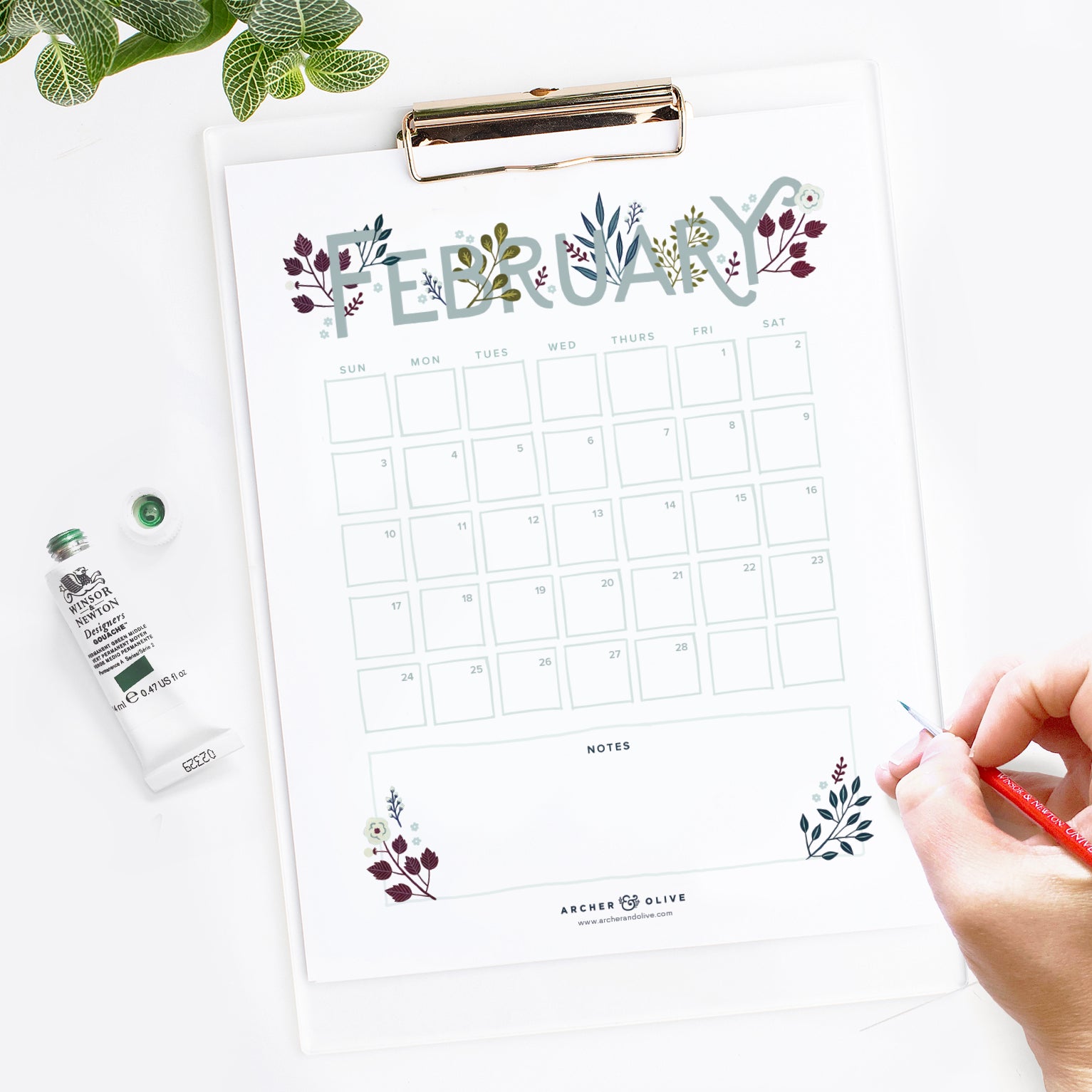 Freebie Friday - February 2019 Calendar | Archer and Olive