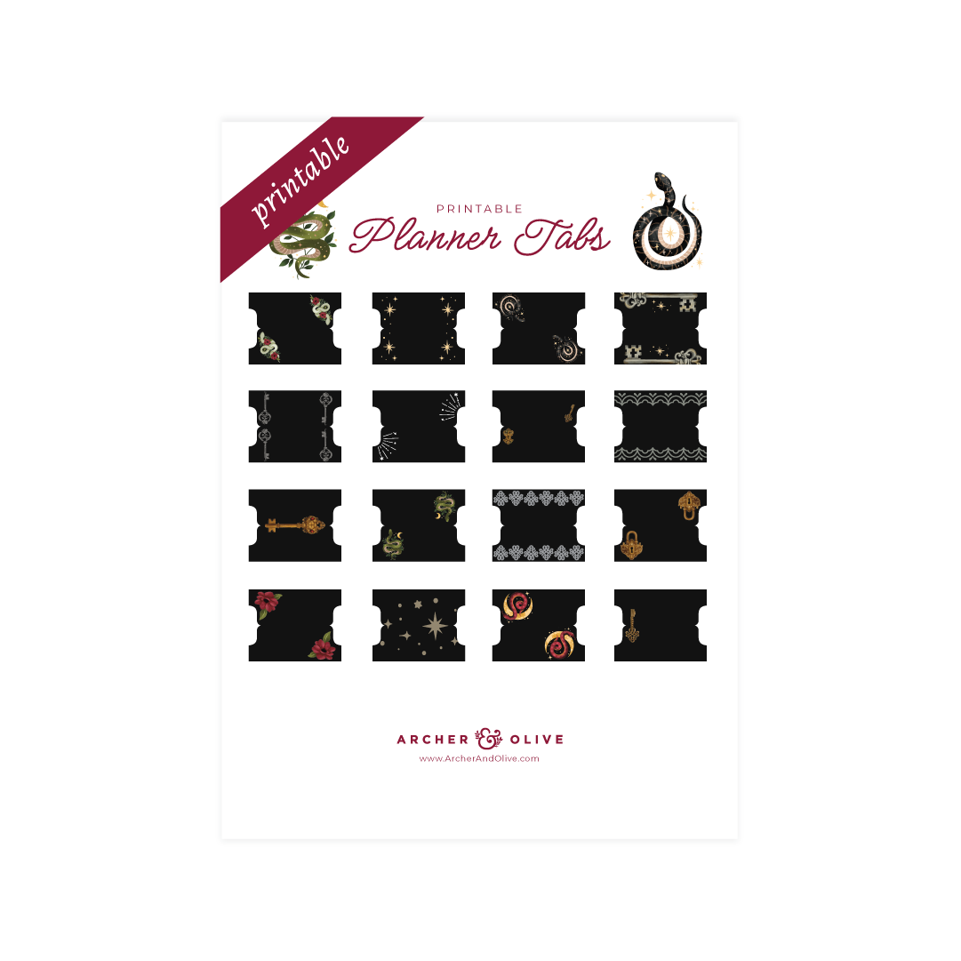 Printable Planner Tabs: Coiled Key - Archer and Olive