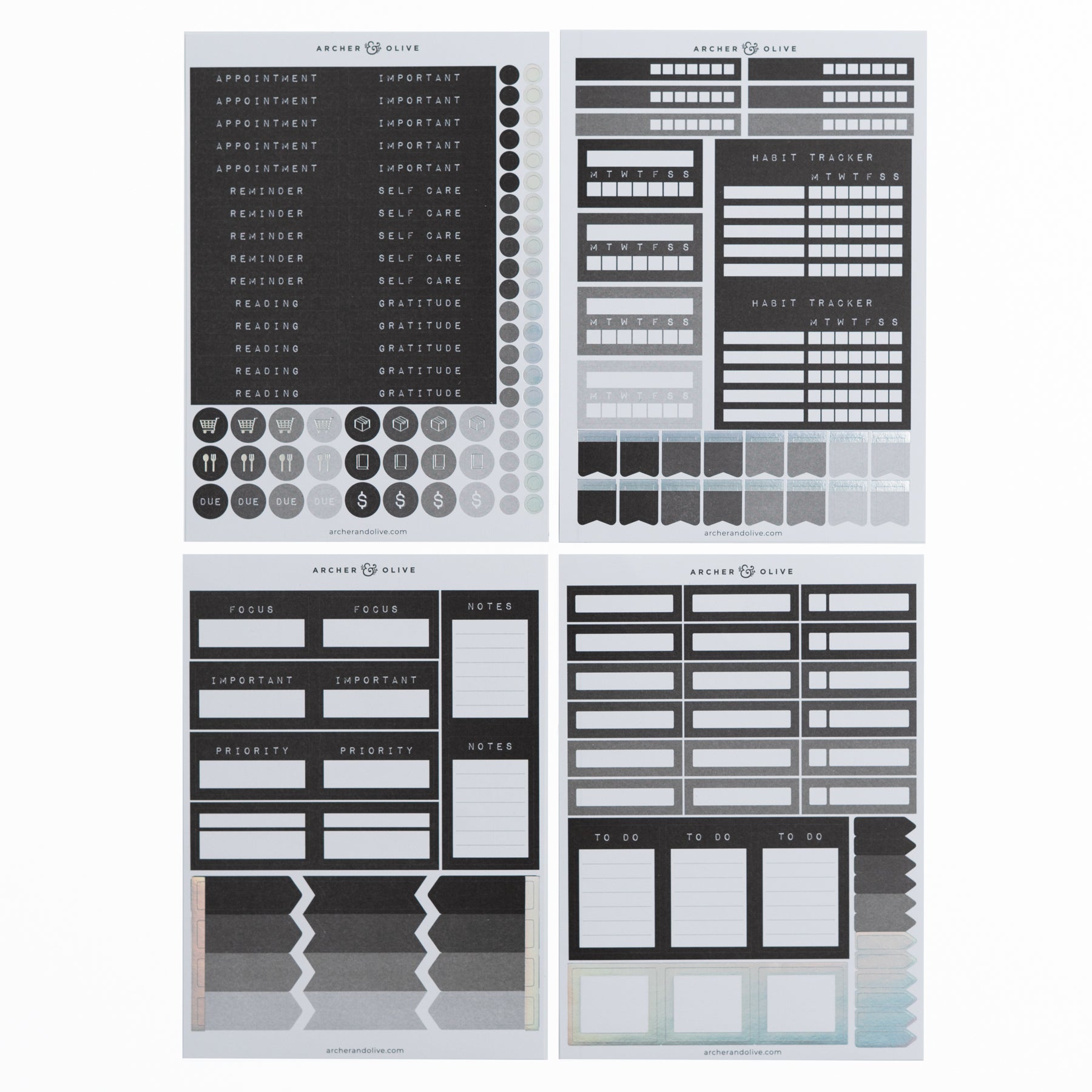 Ink & Type Planning Sticker Set - Archer and Olive