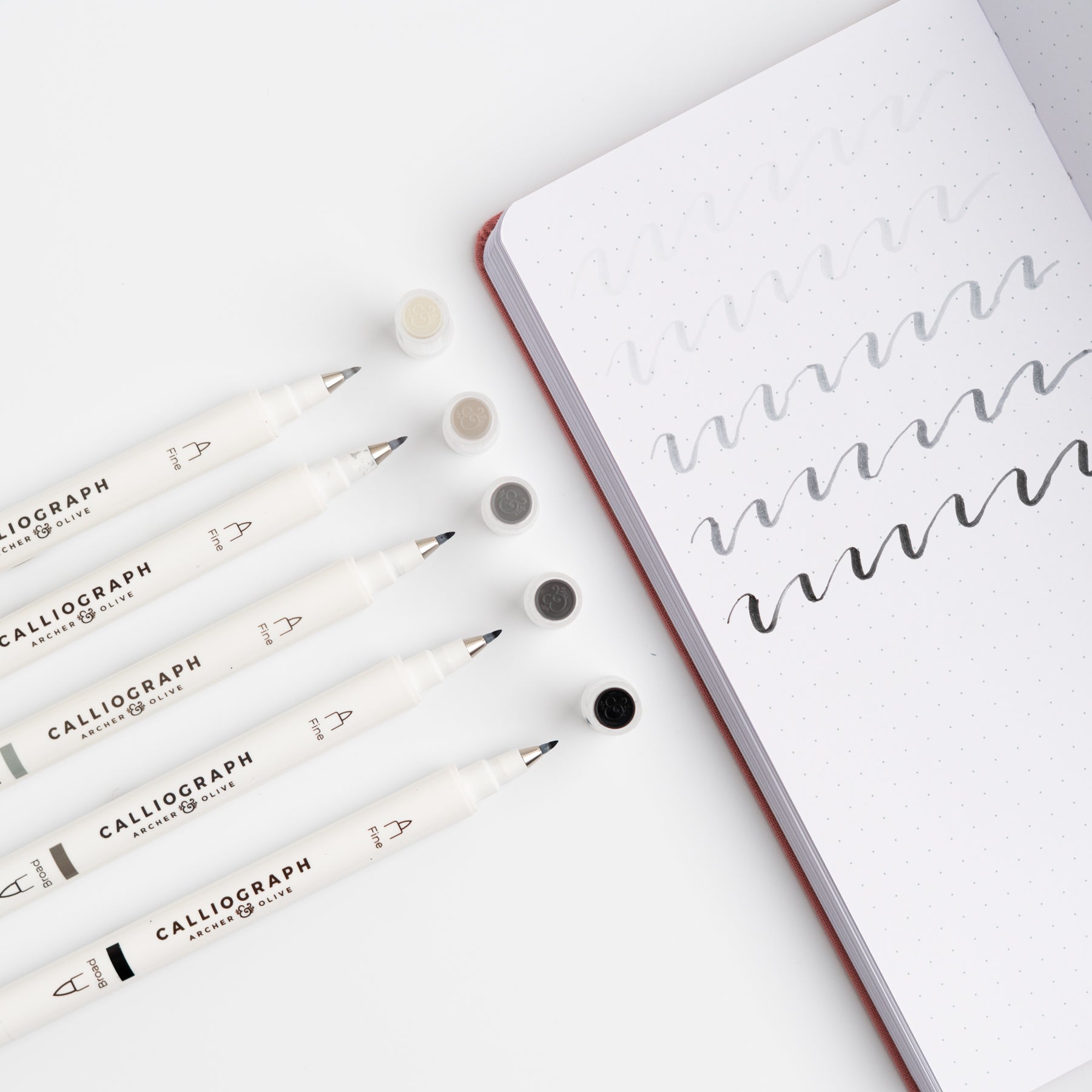 Grayscale Calliographs | Set of 5 - Archer and Olive