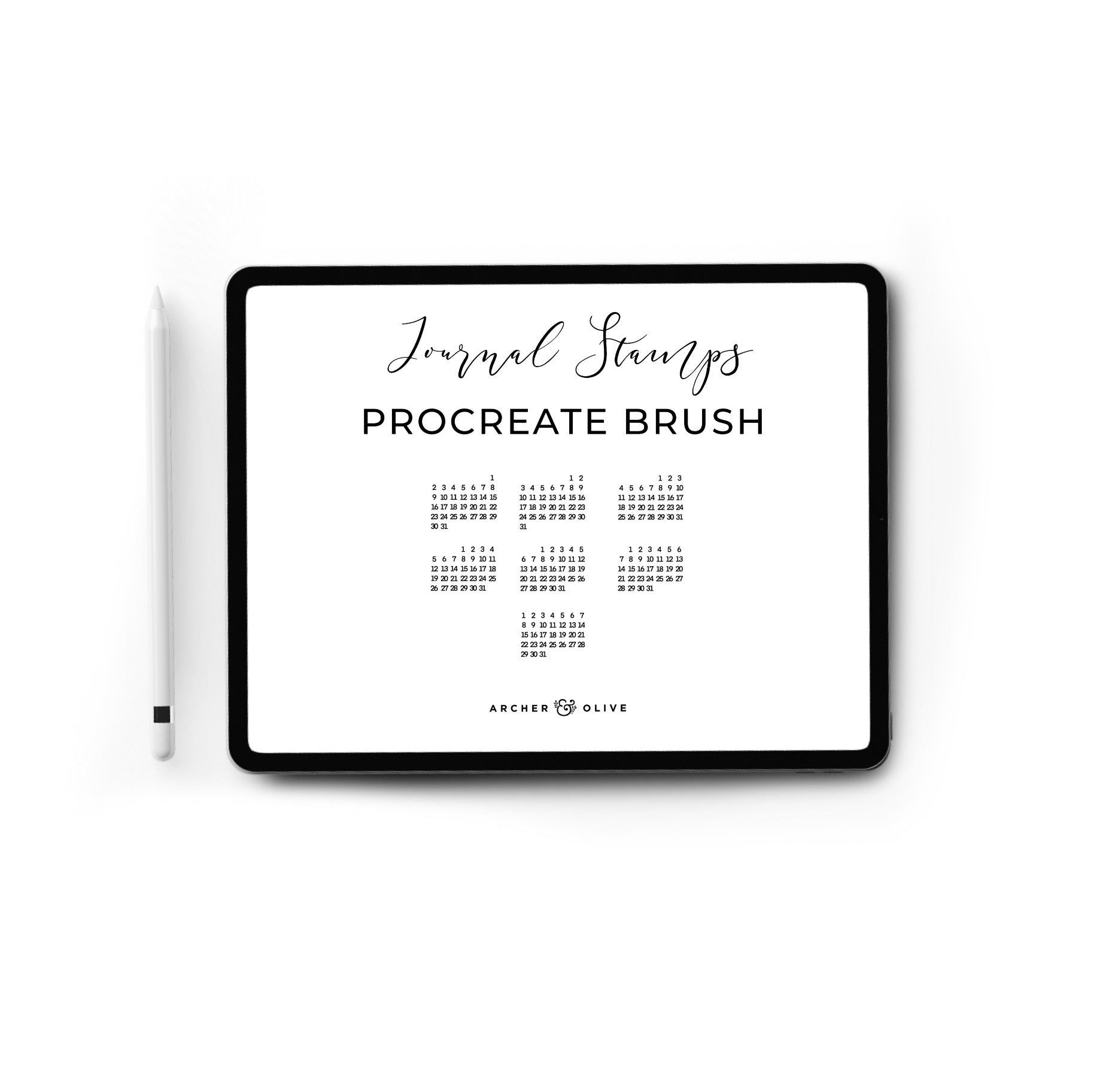 Procreate Stamp - Calendar | Archer and Olive