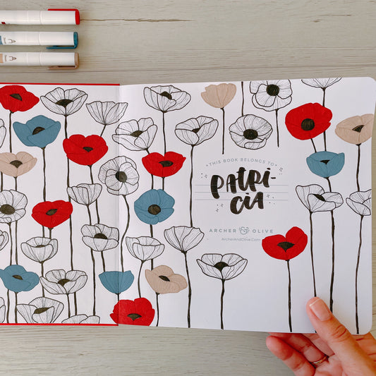 Decorate The Inner Cover Of Your Bullet Journal With Poppy Flowers
