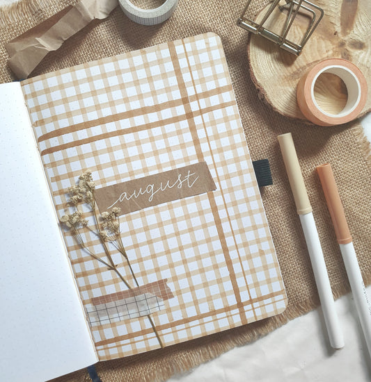 How To Create A Cozy Gingham Bullet Journal Theme Cover Page