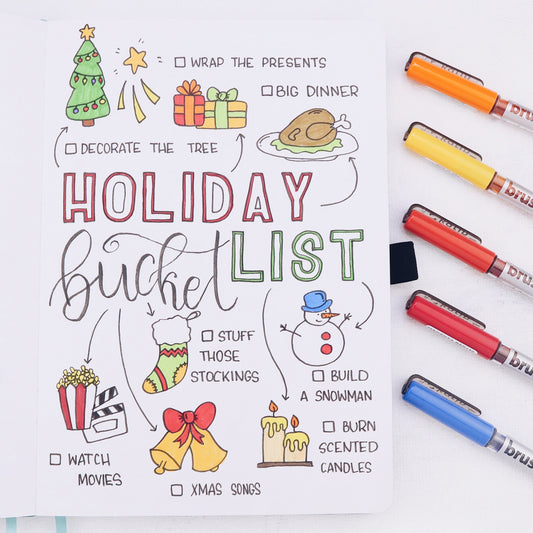 bullet journal, bucket list, christmas, masha plans, archer and olive, B5 notebook, holiday
