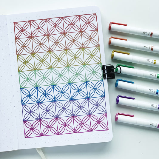 Metallic Geometric Pattern Tutorial | Dot Grid Notebook Ideas