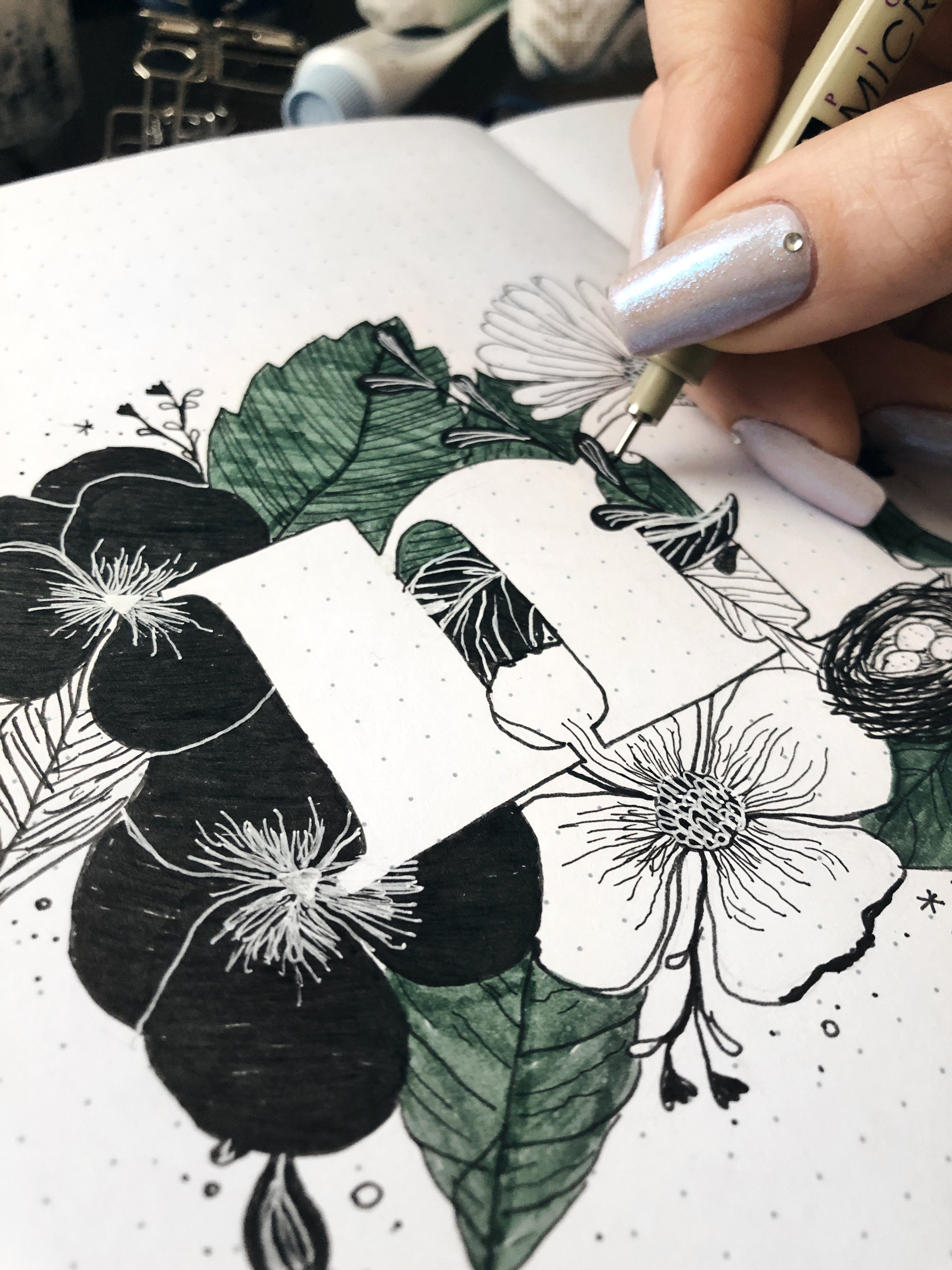 How To Draw Leaves Bullet Journal