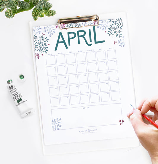 April 2021 Free Calendar Printable