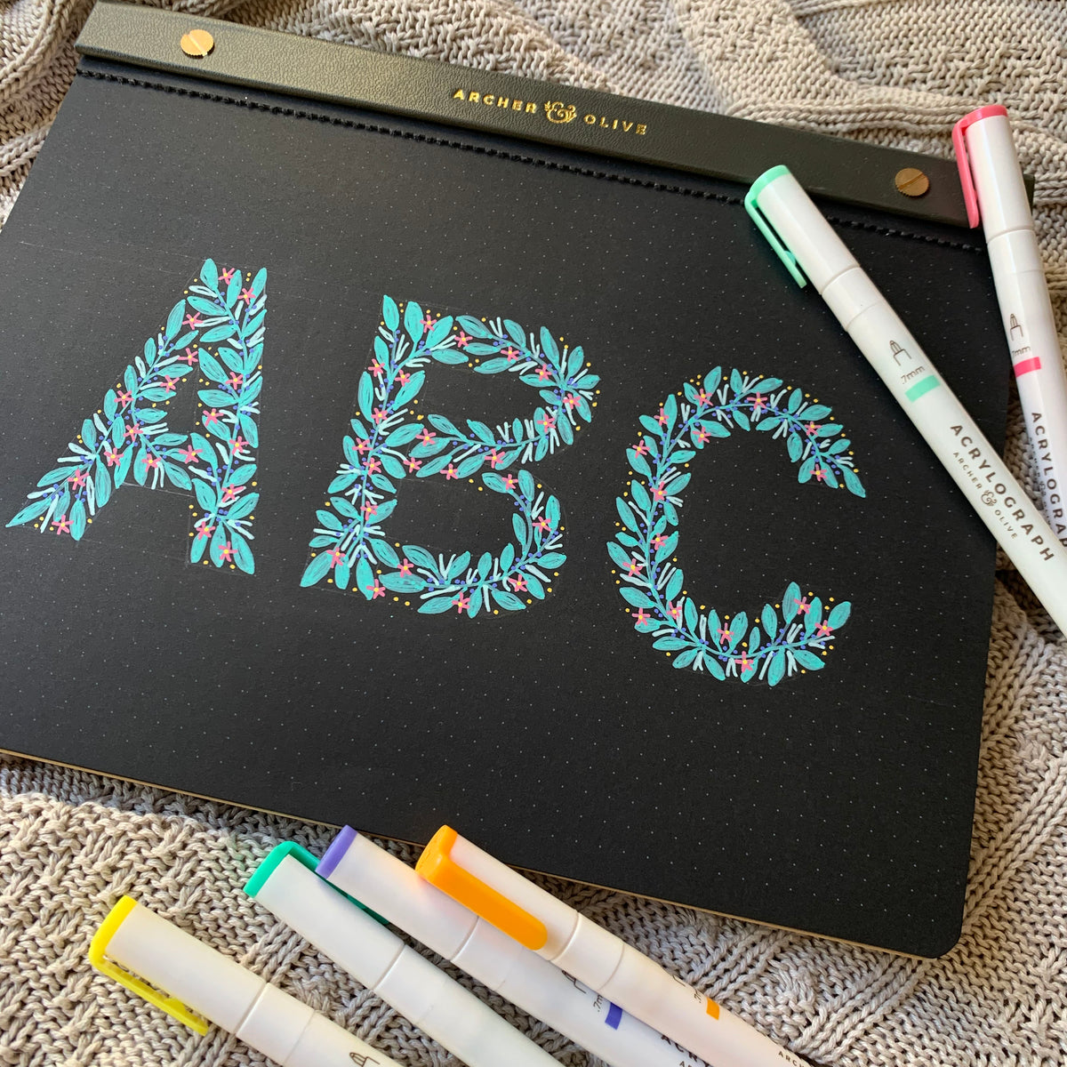 Fun Floral Alphabet Lettering Tutorial – Archer and Olive