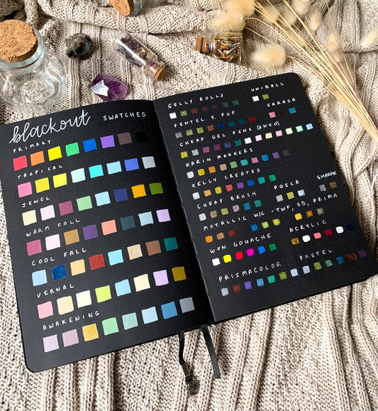 Swatching The Best Art Supplies You Can Use In Your Blackout Journal