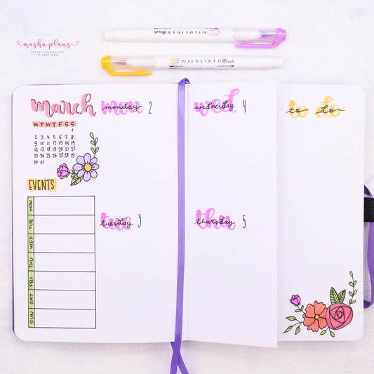 bullet journal, archer and olive, weekly log, weekly spread, masha plans, dutch door