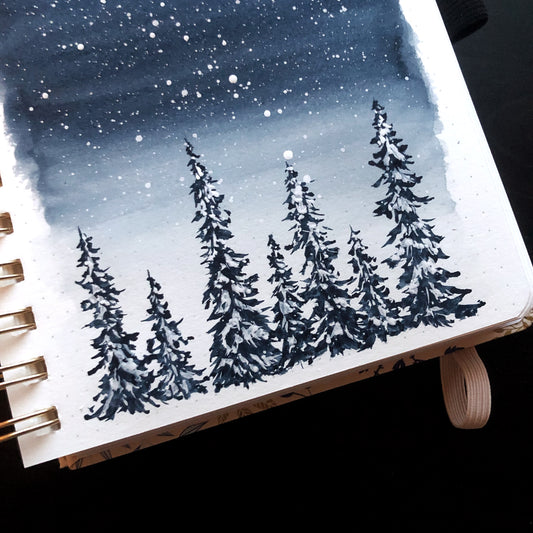 Winter Painting Tutorial and First Impressions of the Archer and Olive Watercolour Journal