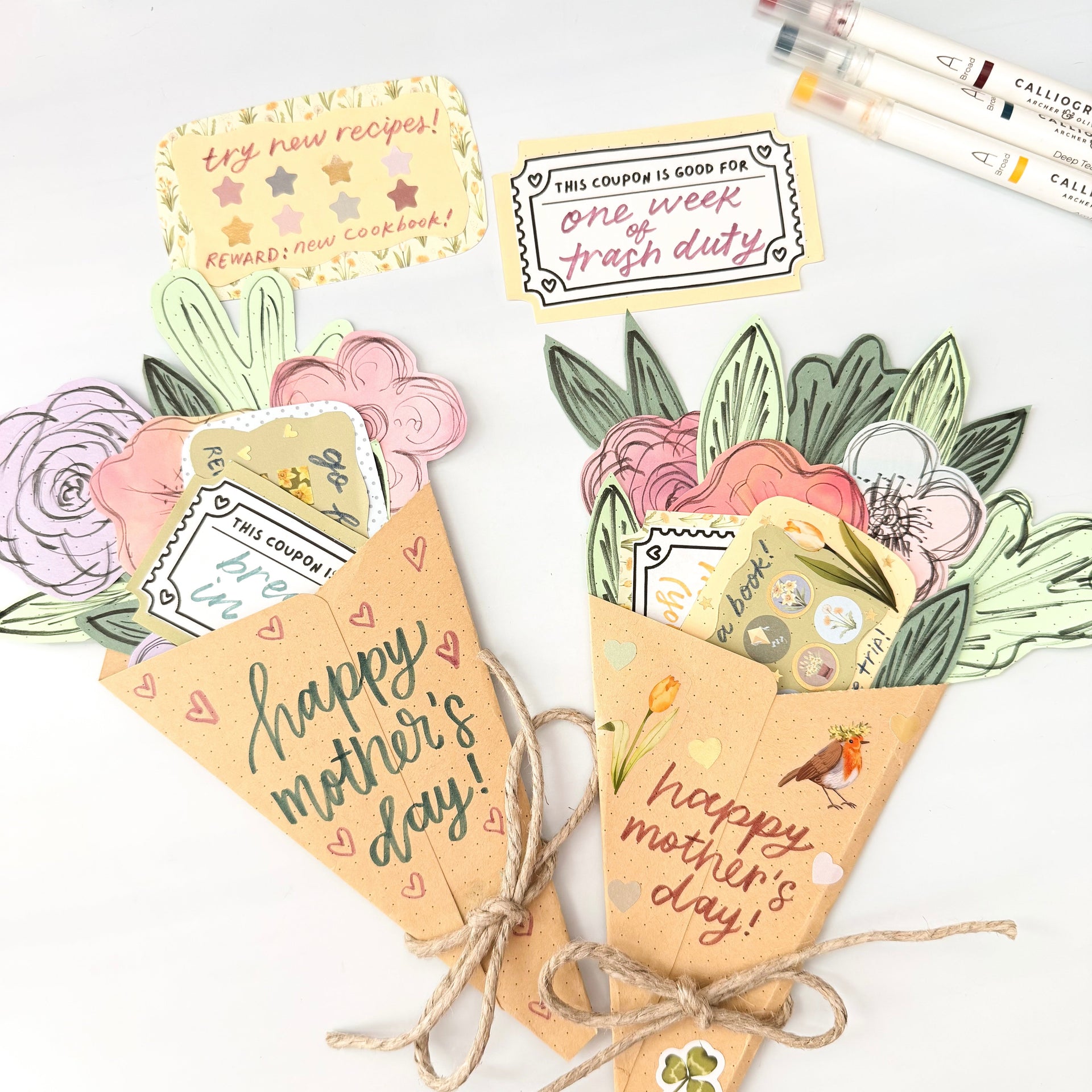 3 Easy Paper Crafts for Mom: DIY Bouquet, Coupons & More!