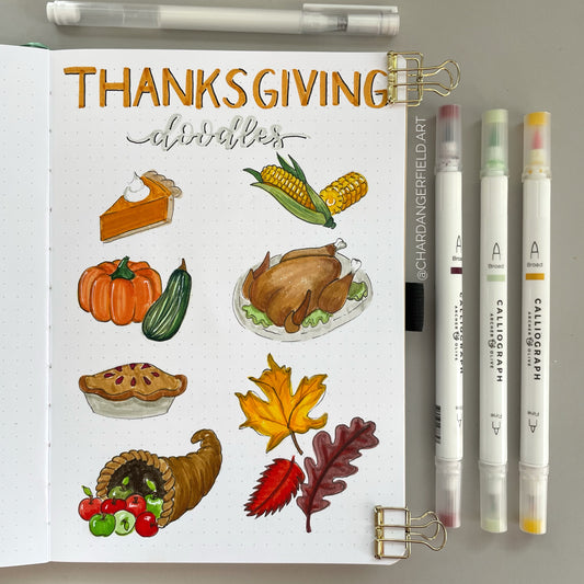 Step by Step Thanksgiving Doodles For Your Bullet Journal
