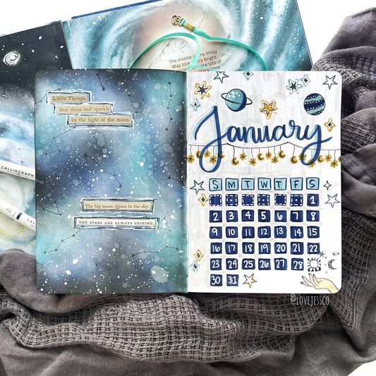 How To Bring Mixed Media Techniques Into Your Bullet Journal Spreads
