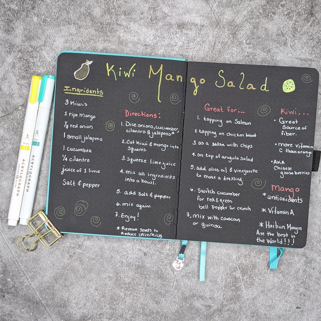 Kiwi Mango Salsa Recipe: Using Your Bullet Journal for Recipe Ideas