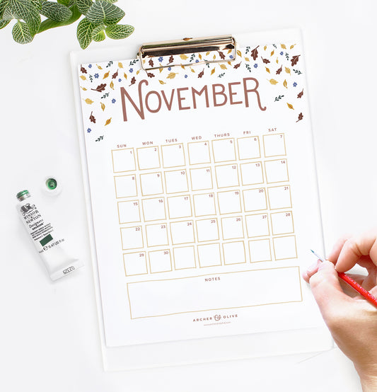 November 2020 Calendar Printable