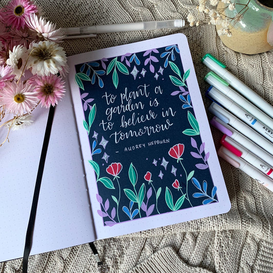 Step-By-Step Floral Quote Page Tutorial | Bullet Journal Ideas