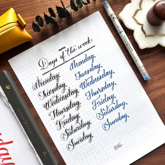 Hand Lettering Months and Days in your Bullet Journal | Free Lettering Worksheet!