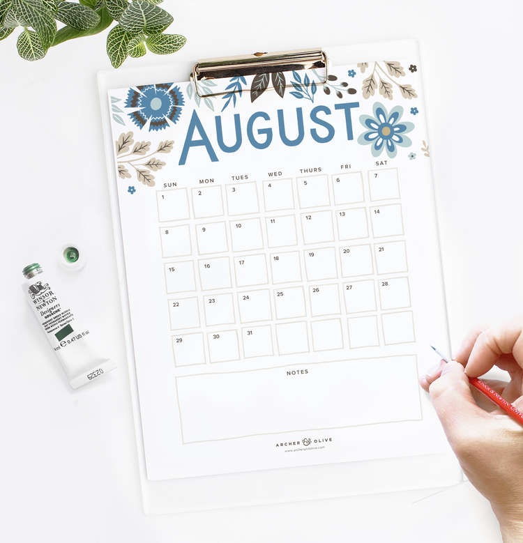 August Bullet Journal Inspiration + FREE Monthly Calendar Printable ...