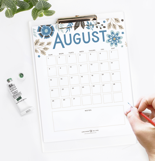 August Bullet Journal Inspiration + FREE Monthly Calendar Printable