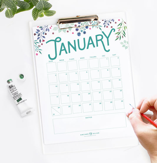 January 2021 Free Calendar Printable