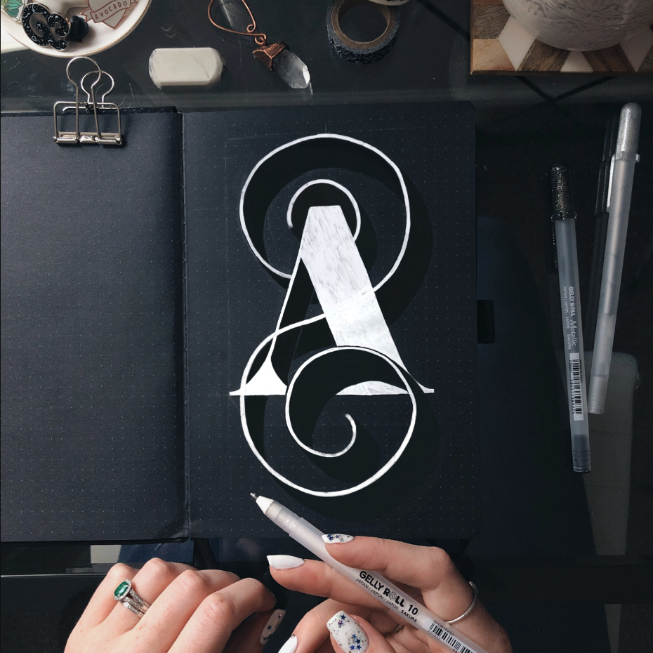 Bullet Journal Ideas - Lettering, Flourishes, And Shadows!