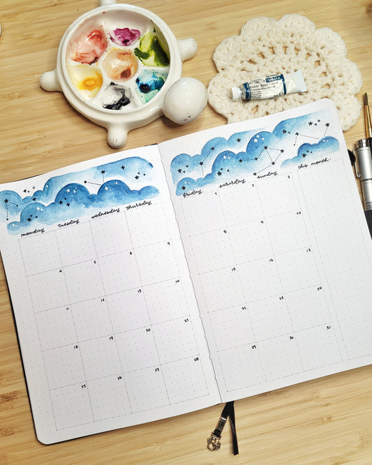Simple Galaxy Monthly Bullet Journal Setup + FREE Printable