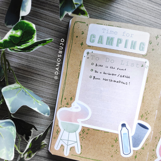 Camping Bullet Journal Spread Idea + FREE Printable Camping Sticker Sheet!