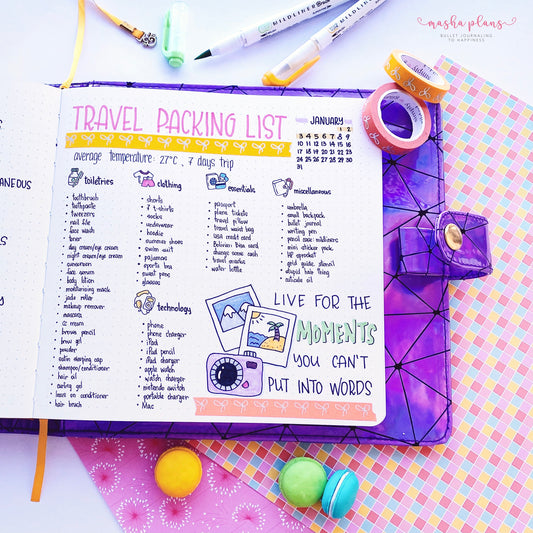 The Ultimate Travel Packing List For Your Travel Bullet Journal