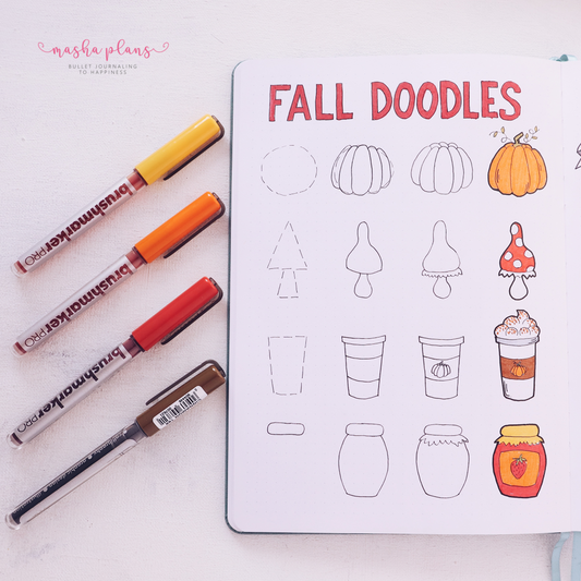 bullet journal, archer and olive, B5 notebook, doodle tutorial, fall doodles, how to doodle, tutorial