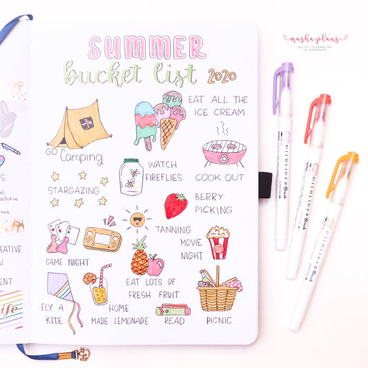 summer bucket list, masha plans, archer and olive, summer doodles