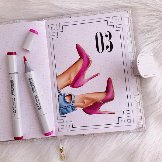Bullet Journal Monthly Theme: Shoes + FREE PRINTABLE COLORING PAGE