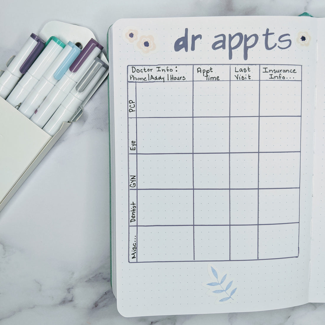 Health Tracker Spread Idea: Doctor Appointments + Printable