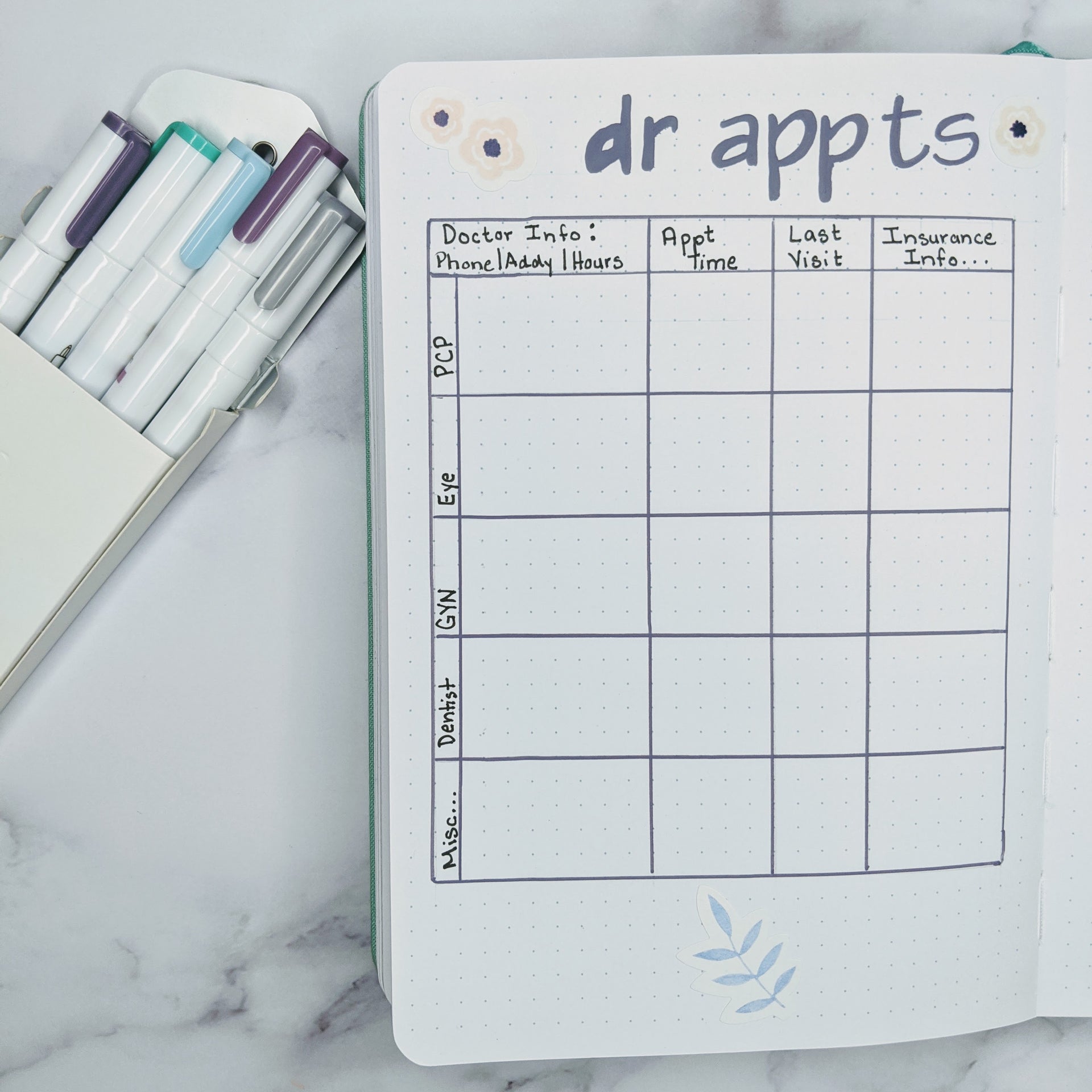 Health Tracker Spread Idea: Doctor Appointments + Printable