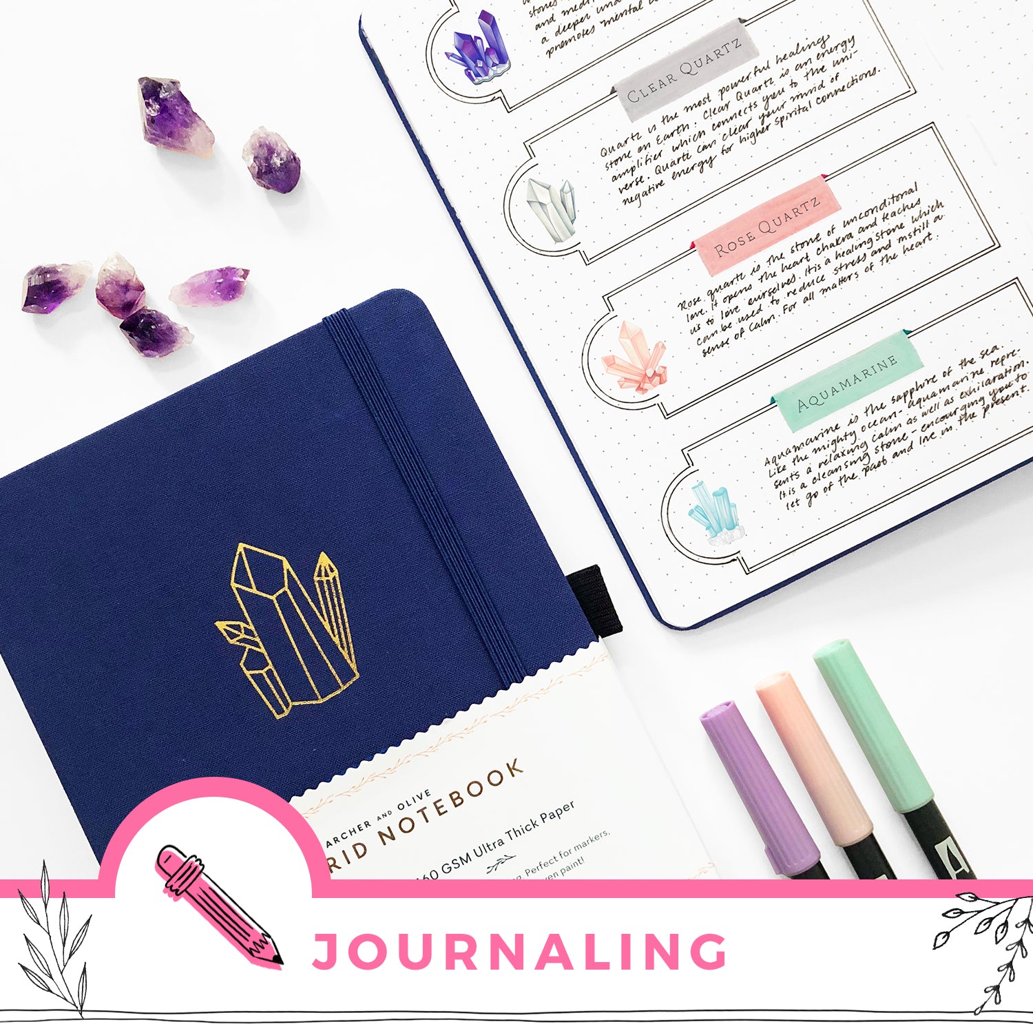 Guided Journaling With Crystals And Free Printable Meditation Cards