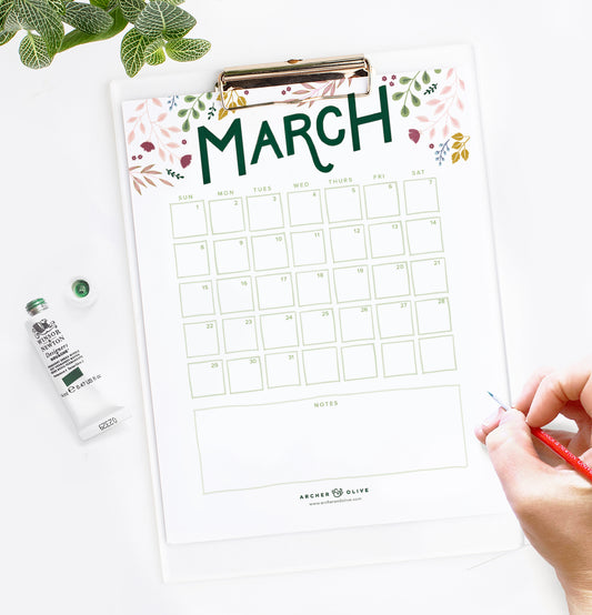 March 2020 Calendar Printable