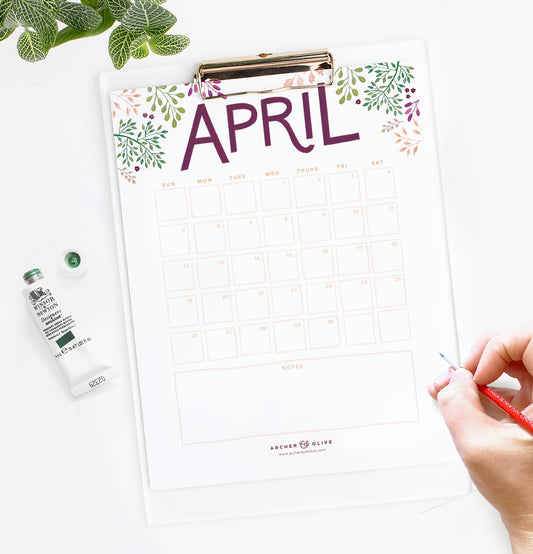 April 2020 Calendar Printable