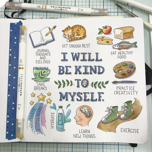 10+ Self Care Doodle Tutorials For A Self Care Bullet Journal Spread