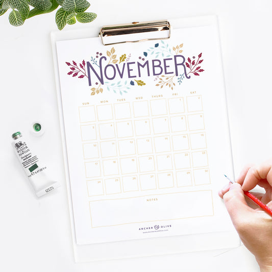 The November 2019  Free calendar printable is HERE!