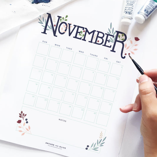 Freebie Friday - November 2018 Free Printable Calendar